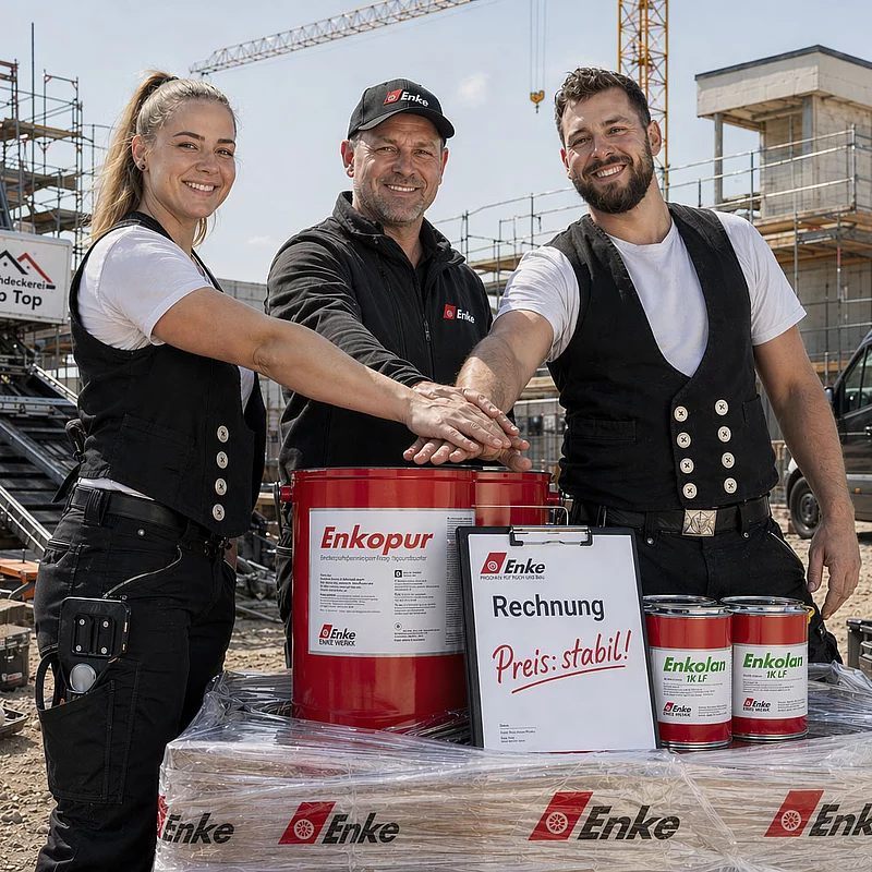 Gruppenbild Zimmerer mit Enke Produkten