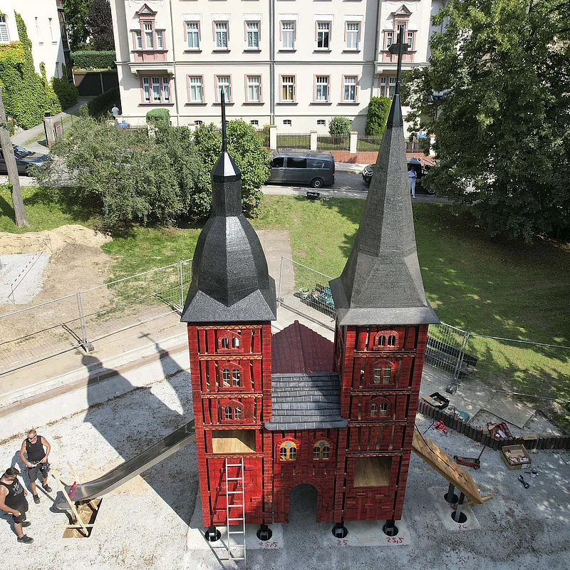 Fertige Klosterabbildung auf dem Spielplatz